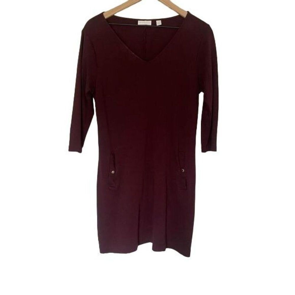 New York & Company Medium 3/4 Long Sleeve Maroon Purple Dress